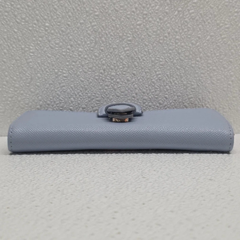 Anne Klein Blue Faux Leather Buckle Closure Clutch Wallet & Card Sleeve